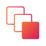 Valotalive Digital Tier Board Icon. Three overlay squares that are partly lapping each other.