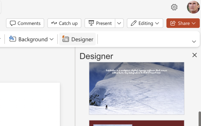 A screenshot from M365 PowerPoint