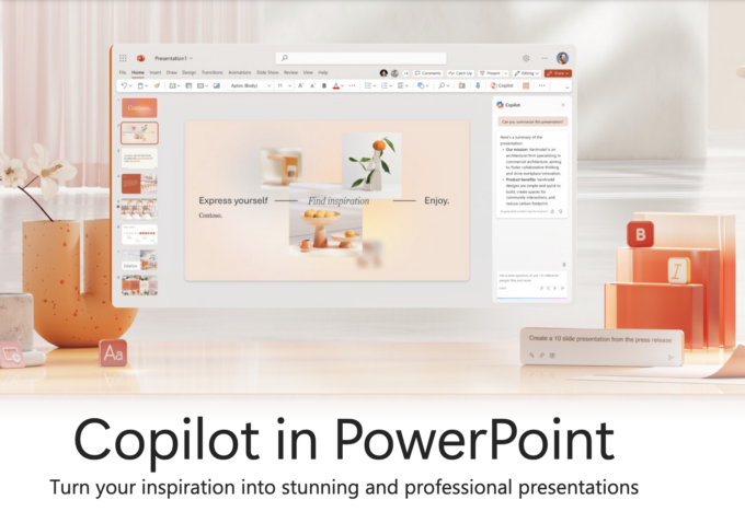 A screenshot from Microsoft's web site about Copilot in PowerPoint