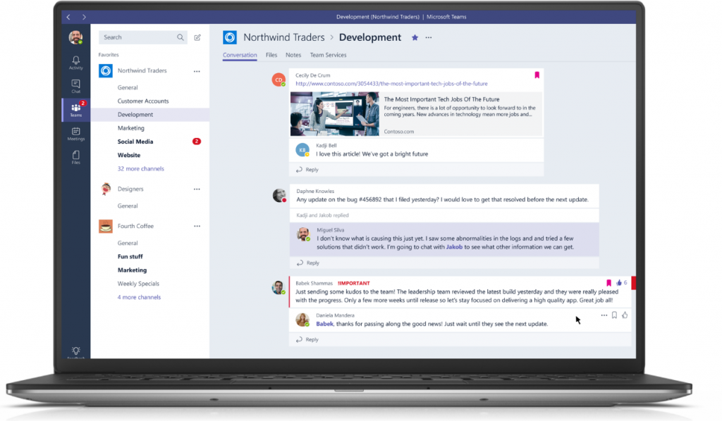 Laptop with Microsoft Teams app on it